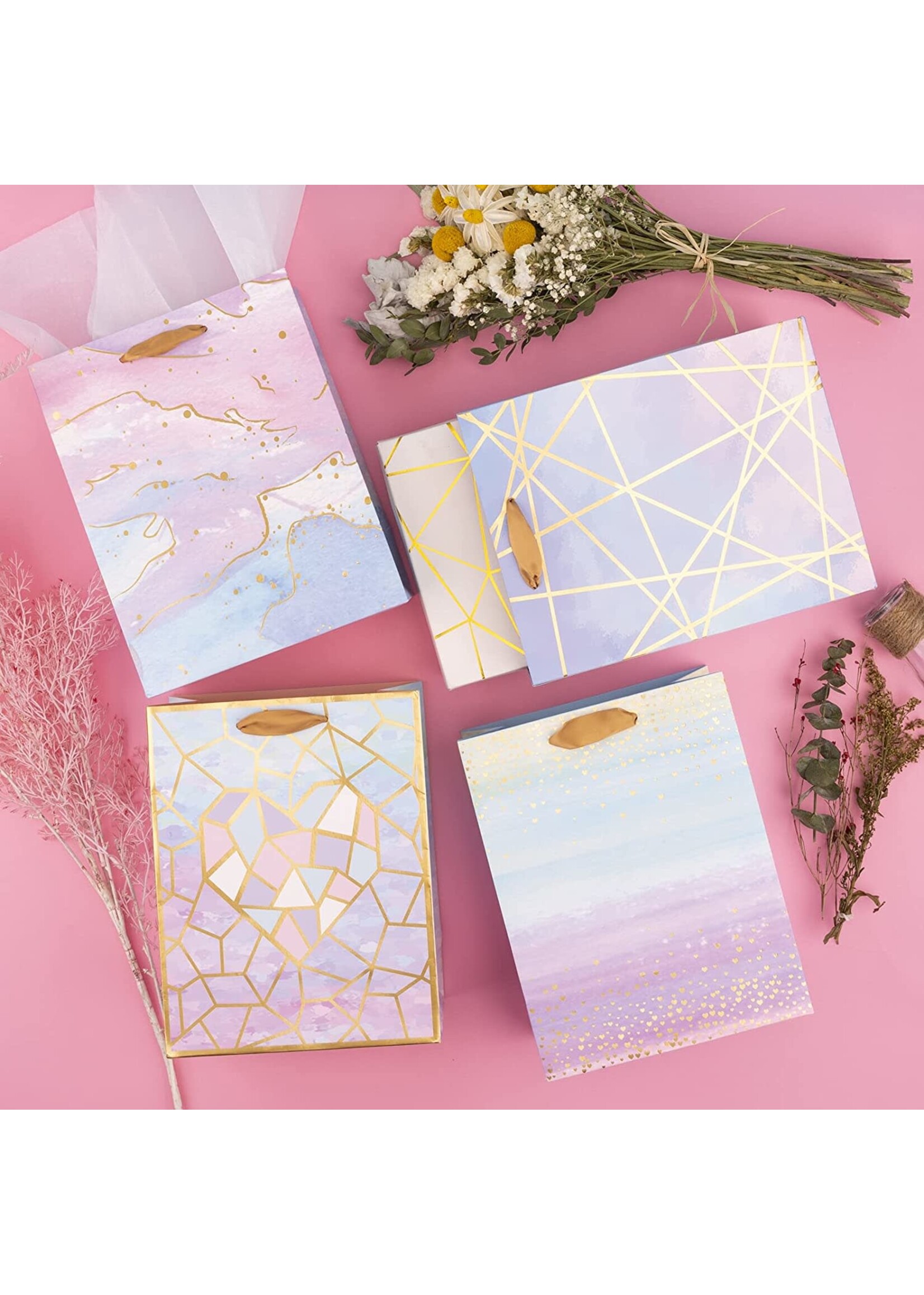 Colorful Marble Pattern Gift Bag 10" X 5" X 13"