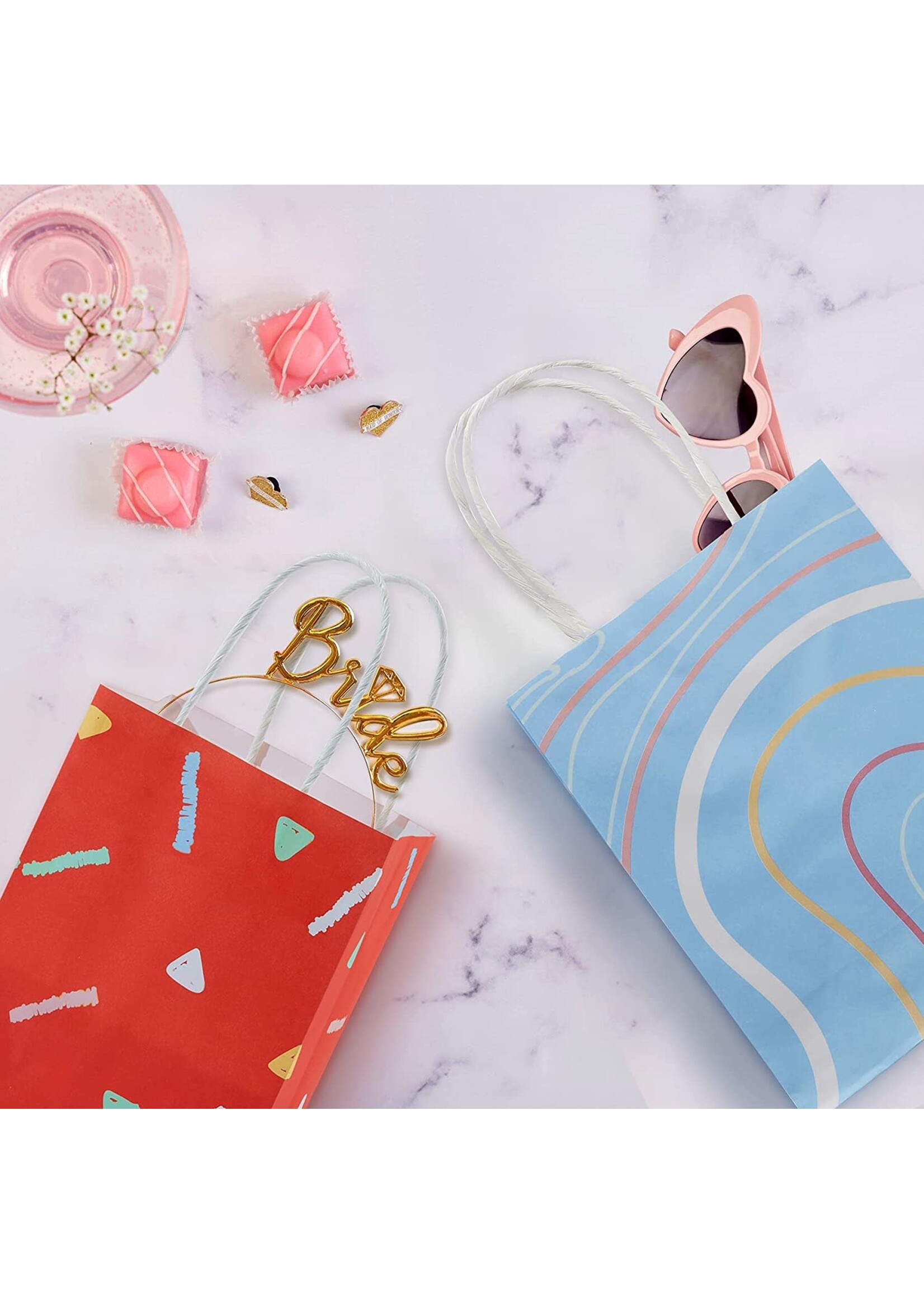 Paper Party Favor Gift Bags 6'' x 8.3'' 2/set