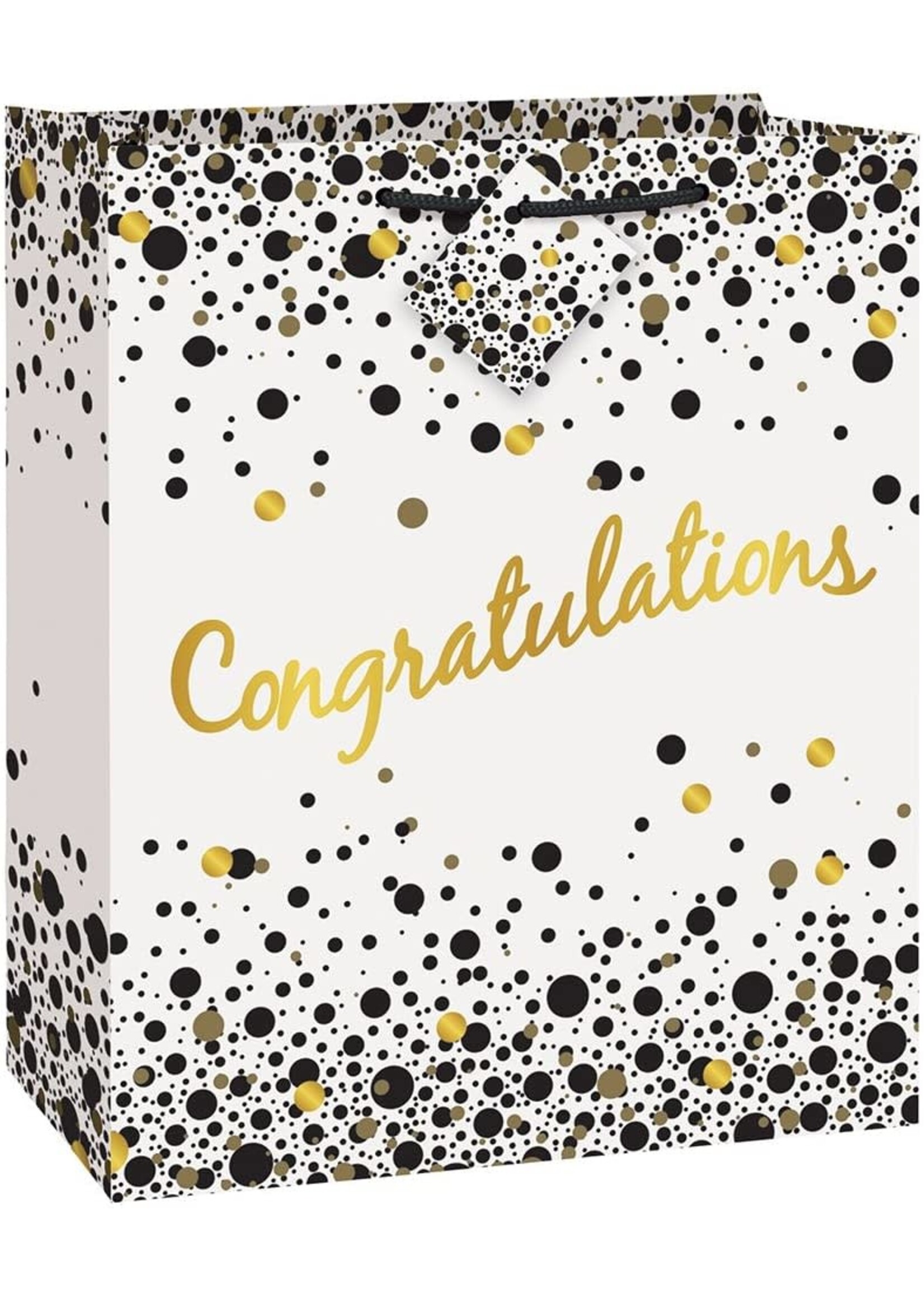 Black & Gold Congratulations Gift Bag 10.50" x 12.88"