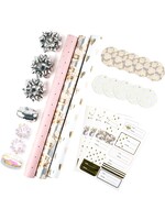 Wrapping Paper Set - Mini Roll with Bow & Ribbon & Gift Tags & Stickers- 17 inch X 120 inch Per roll