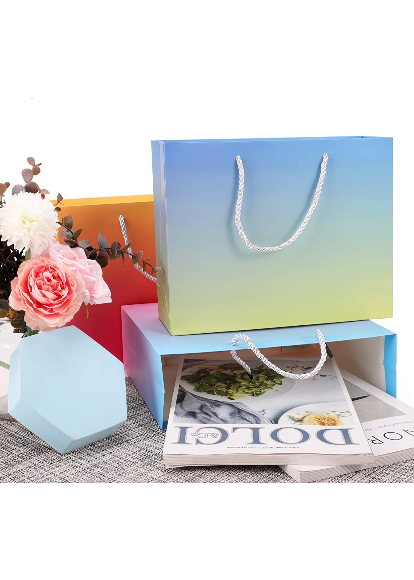 Paper Gift Bags, small 8.6"x 4"x 7"