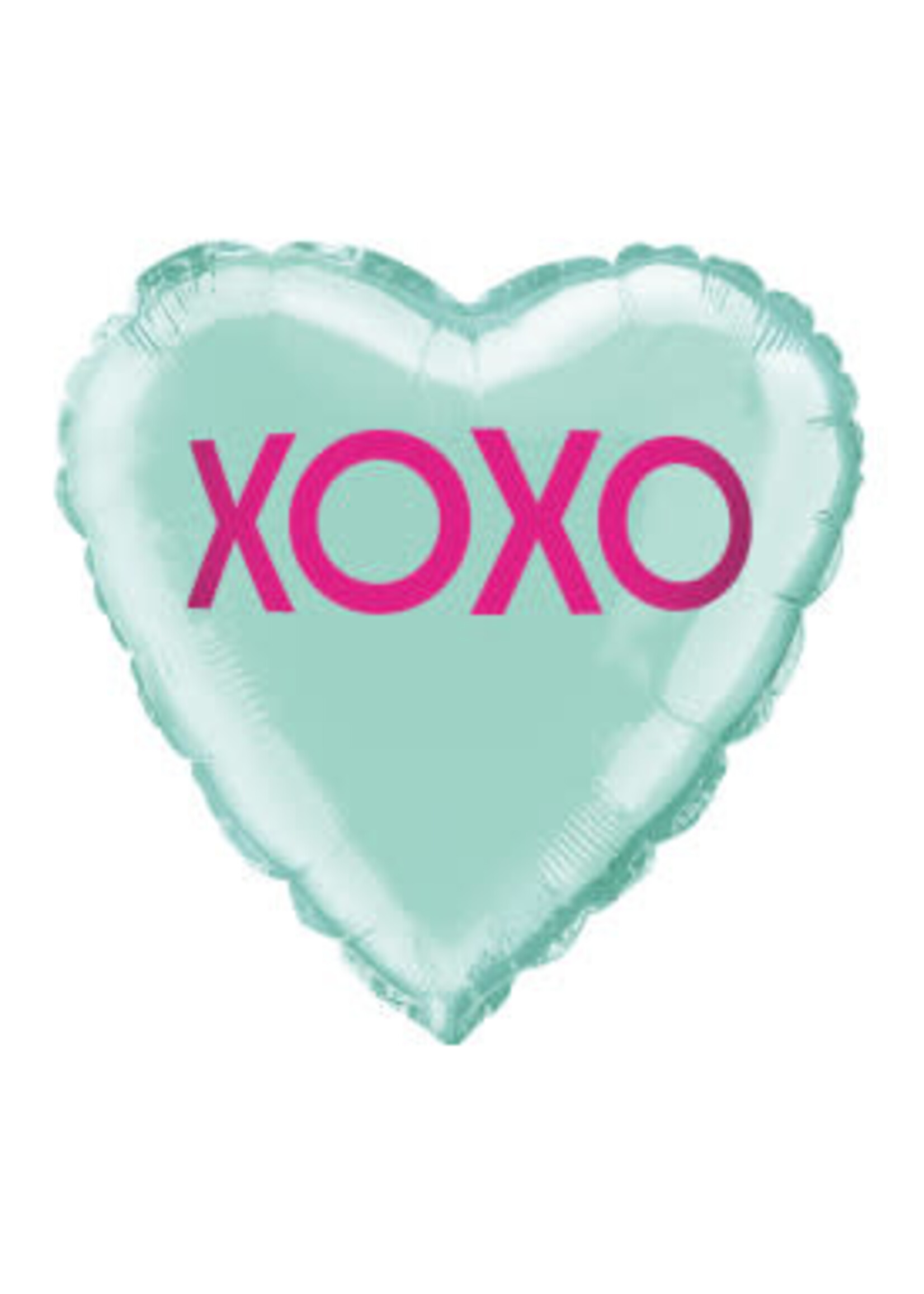 XOXO Teal Heart Shaped Foil Balloon 18", Packaged