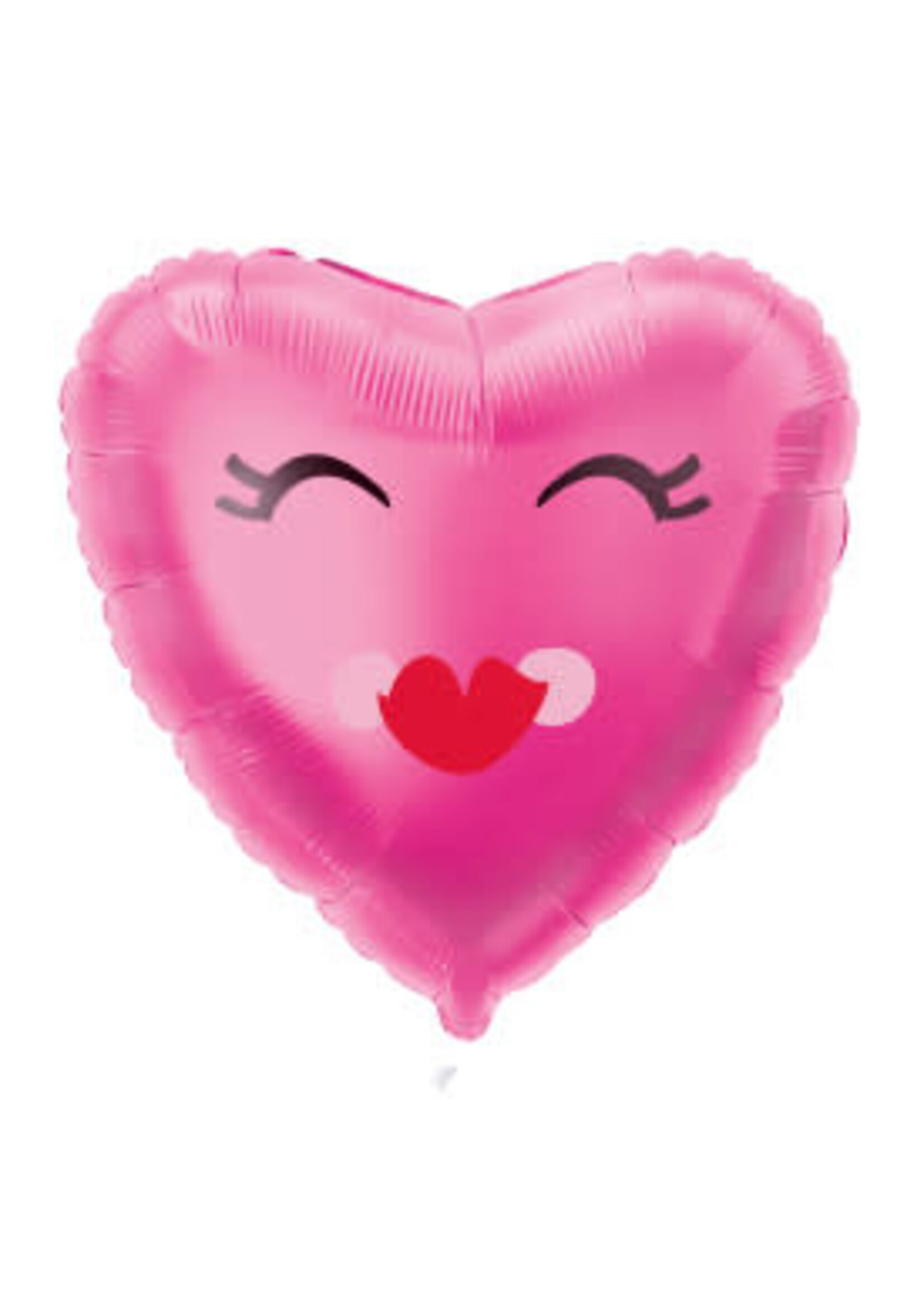Smiling Pink Heart Shaped Foil Balloon 18", Packaged