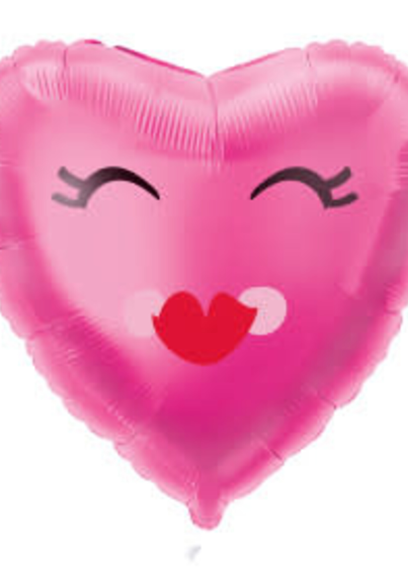 Smiling Pink Heart Shaped Foil Balloon 18", Bulk
