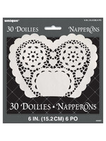 White Heart Doilies, 6", 30ct
