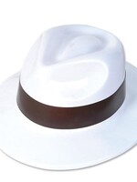 WHITE GRAND GANGSTER HAT W/BAND 24/27/41