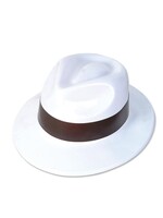 WHITE GRAND GANGSTER HAT W/BAND 24/27/41