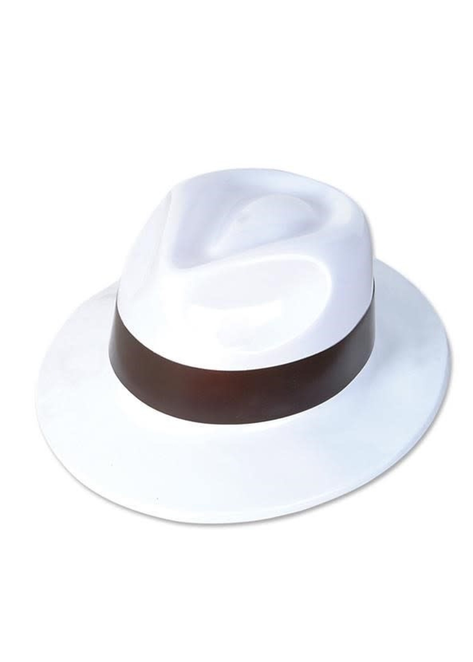 WHITE GRAND GANGSTER HAT W/BAND 24/27/41