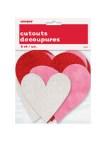 Mini Hearts Glitter Cut Outs, 6ct - Assorted