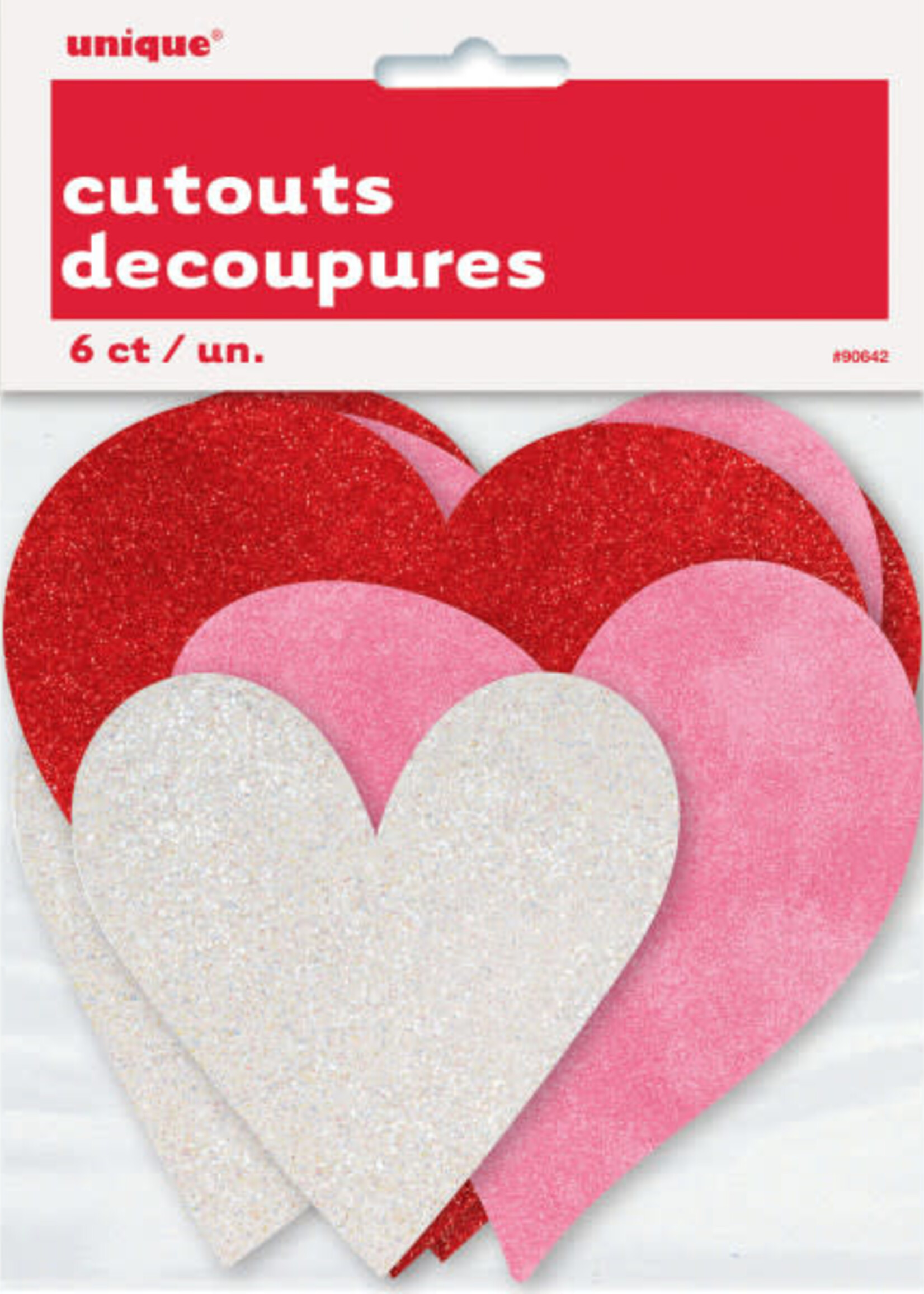 Mini Hearts Glitter Cut Outs, 6ct - Assorted