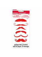 Red Mustache Color Tattoo Sheets, 4ct
