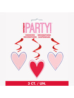 Pink and Red Heart Hanging Swirl Decorations, 26", 3ct