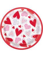 Sparkling Hearts Round 7" Dessert Plates, 8ct