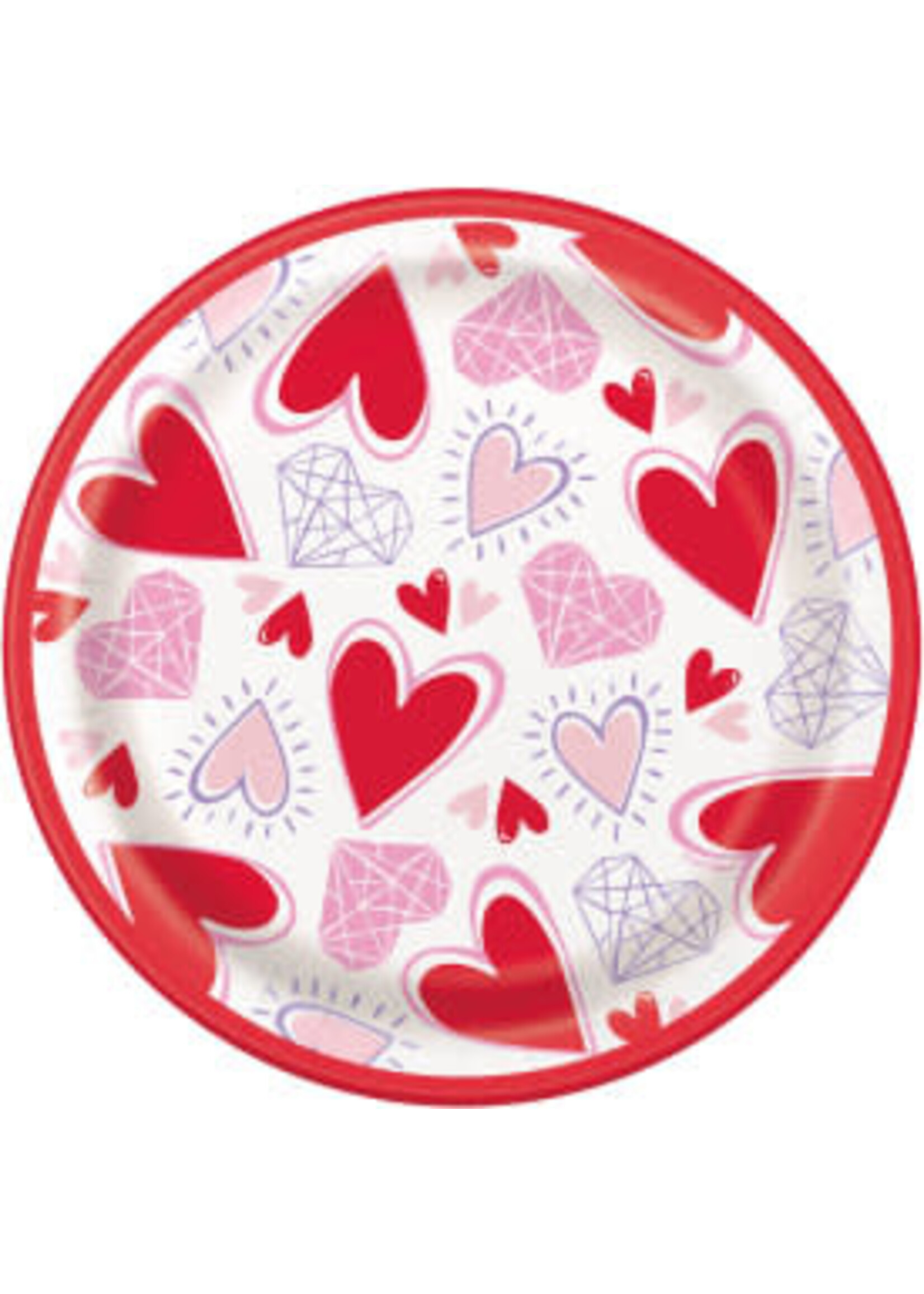 Sparkling Hearts Round 7" Dessert Plates, 8ct