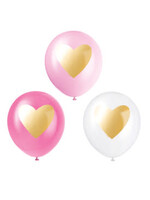 Gold Heart 12" Assorted Latex Balloons, 6ct