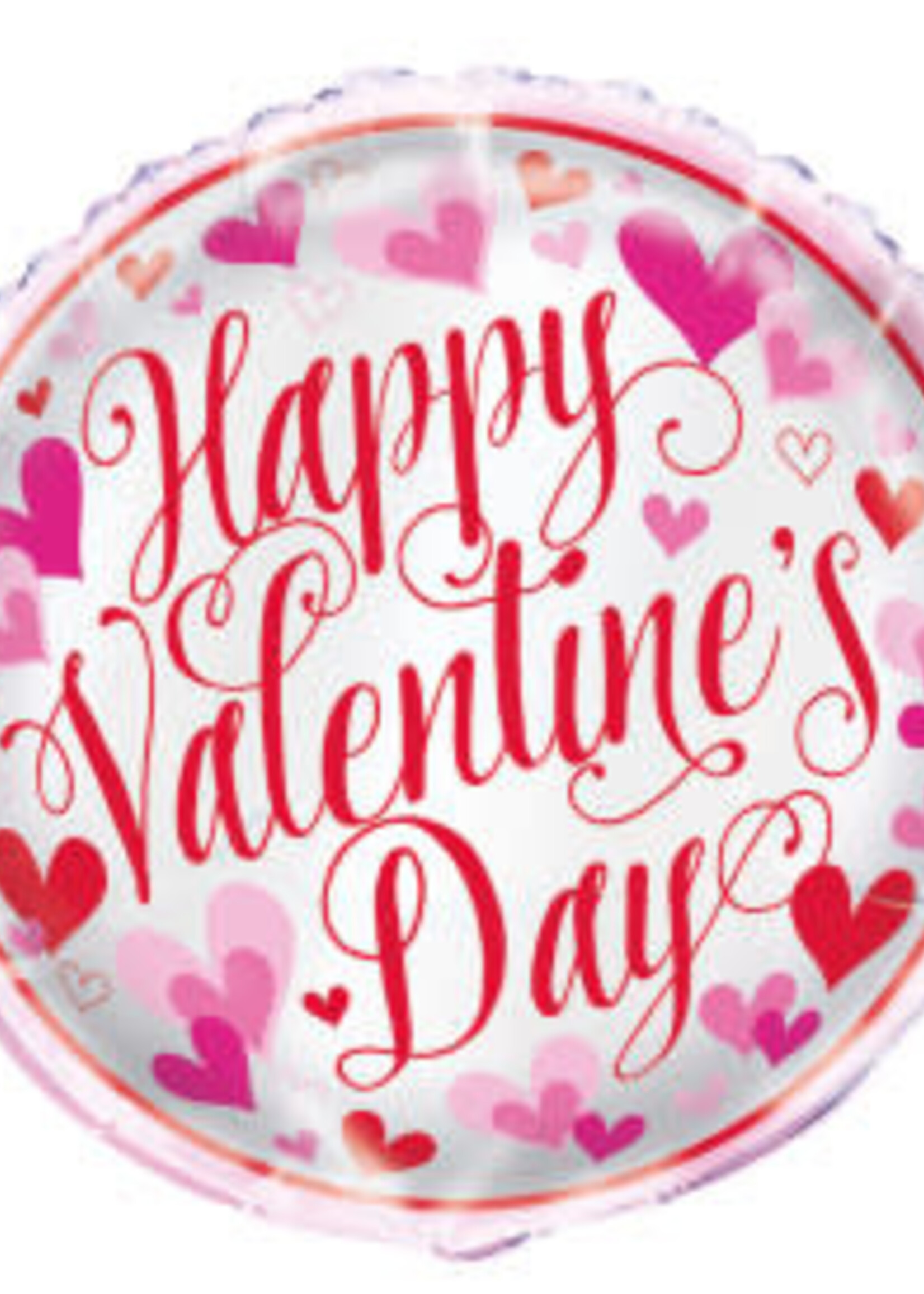 Red & Pink Hearts Valentine's Day Round Foil Balloon 18", Bulk