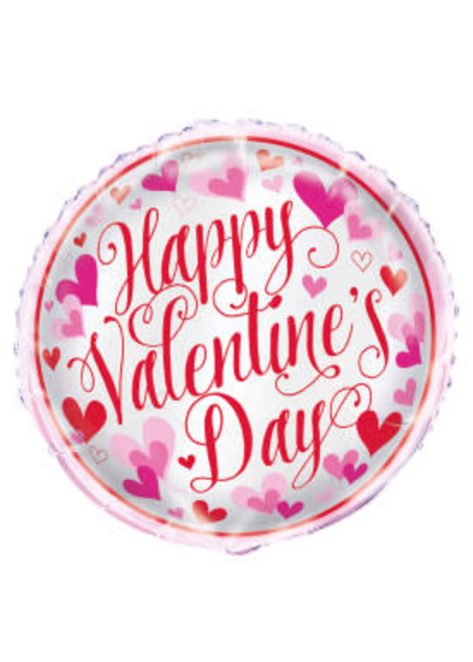 Red & Pink Hearts Valentine's Day Round Foil Balloon 18", Bulk