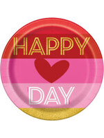 Gold Happy Valentine's Round 9" Dinner Plates, 8ct
