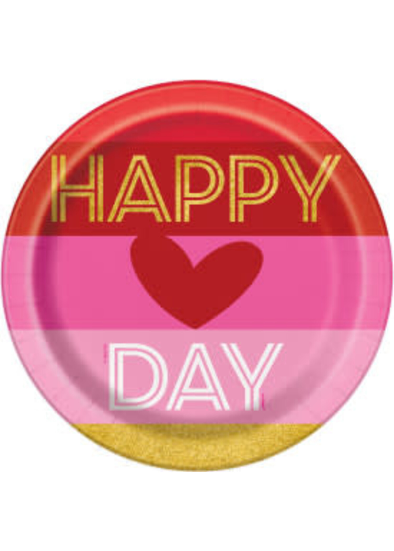Gold Happy Valentine's Round 9" Dinner Plates, 8ct