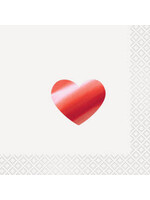 Red Heart Beverage Napkins, 16ct - Foil Stamped