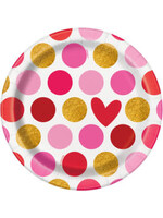 Gold Happy Valentine's Round 7" Dessert Plates, 8ct