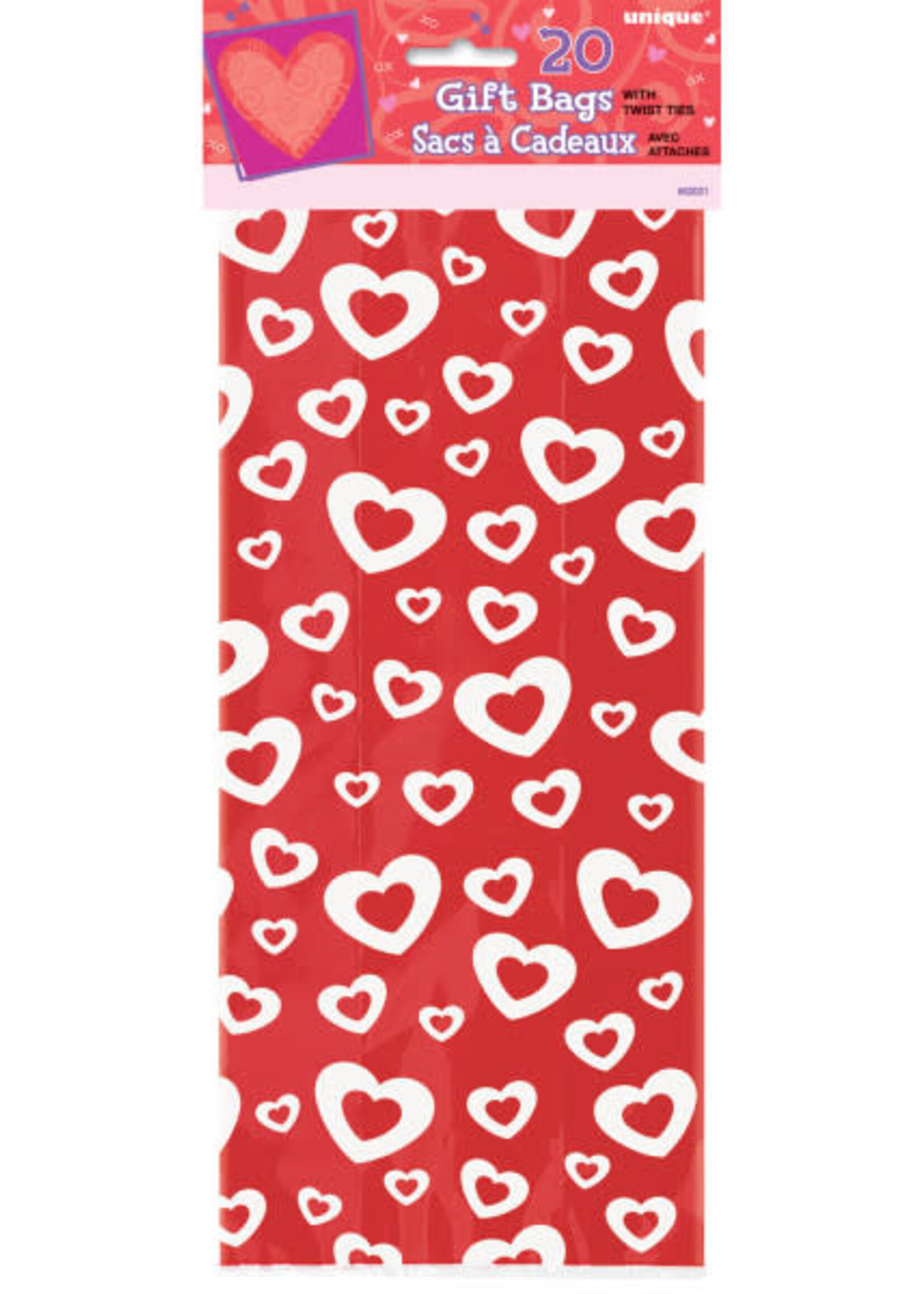 Hearts Afire Cellophane Bags, 20ct