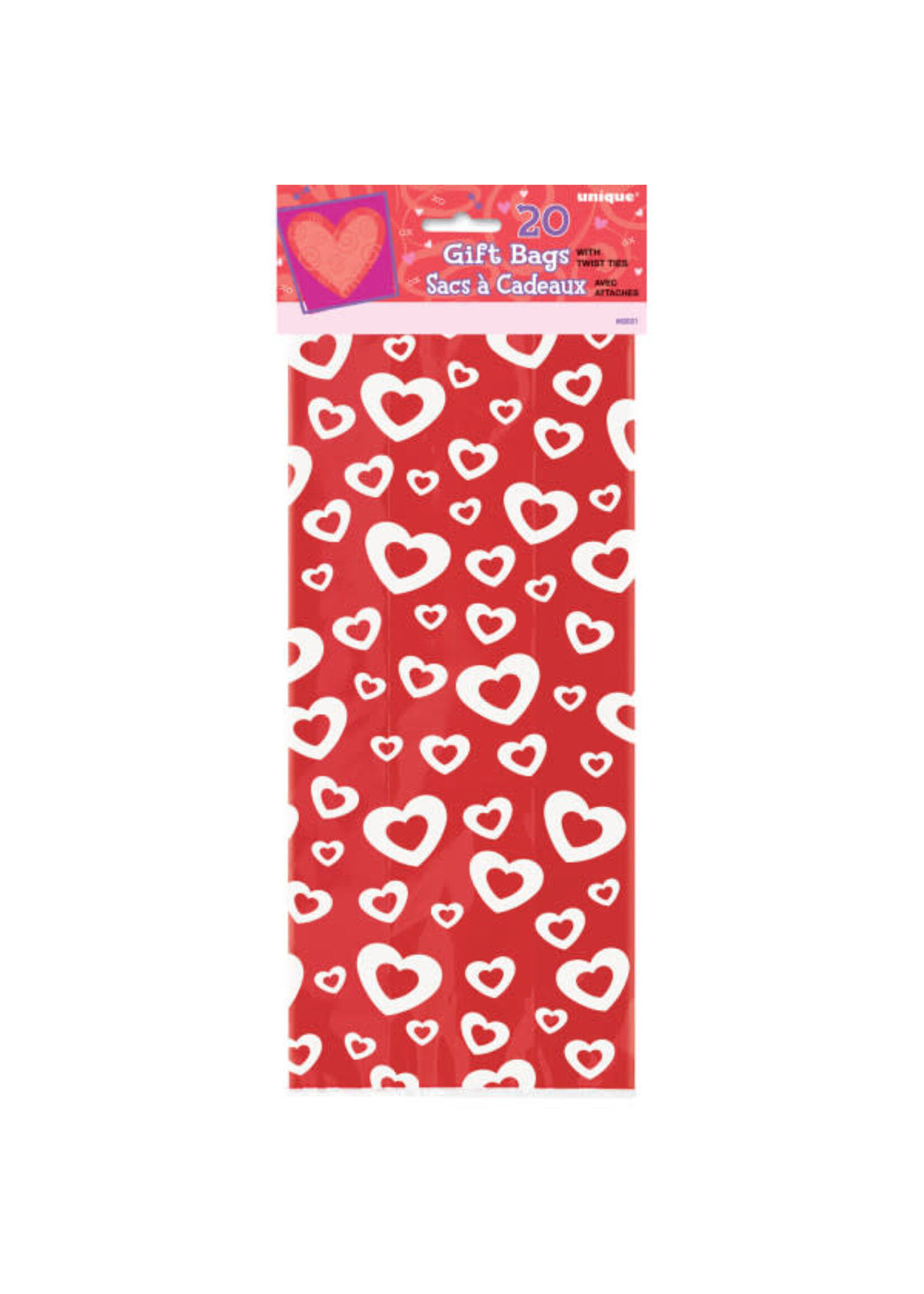 Hearts Afire Cellophane Bags, 20ct
