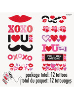 Love & Hearts Finger Tattoos, 12ct