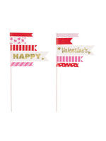 Valentine's Day Pennant Flag Cake Toppers, 2ct