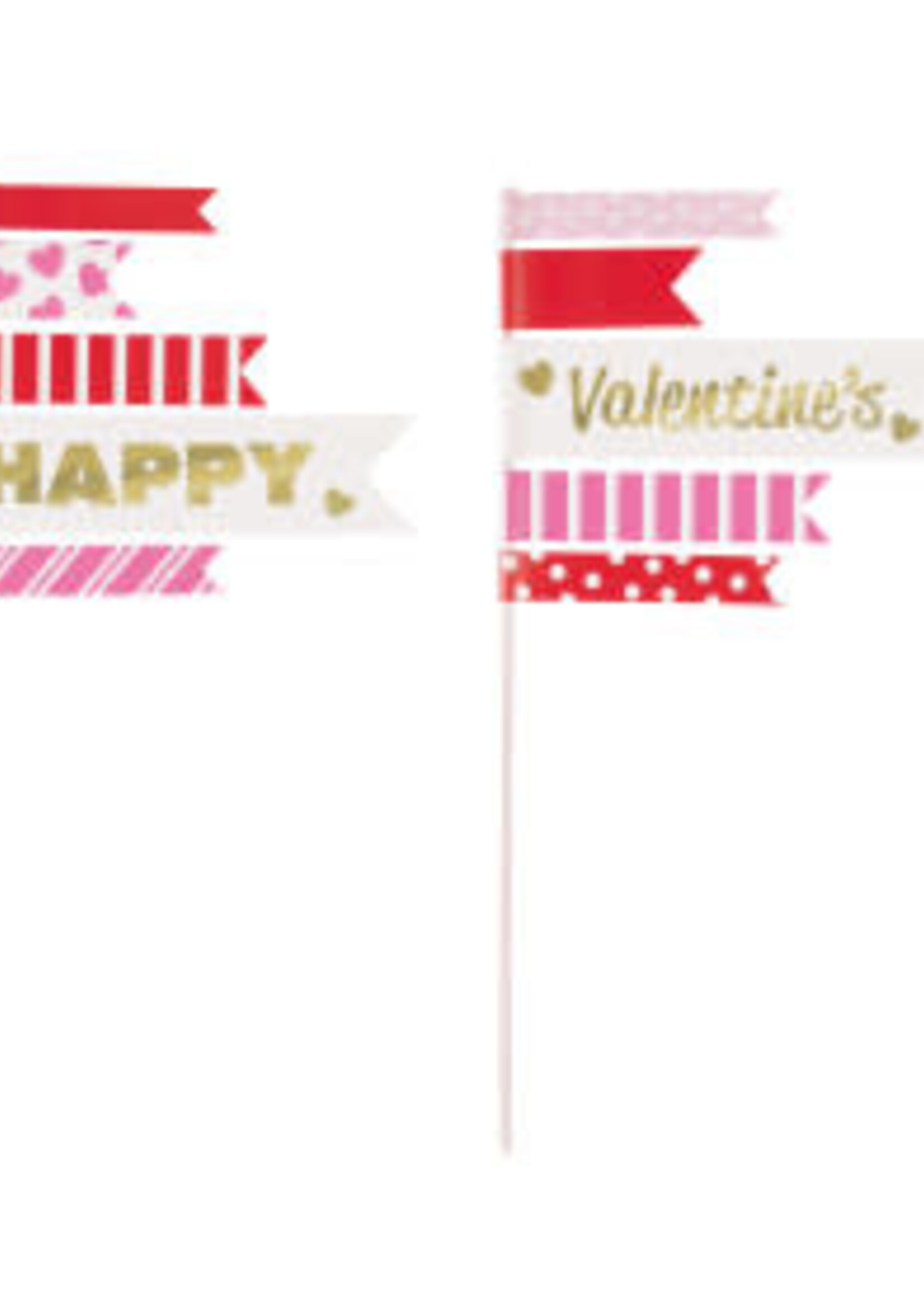 Valentine's Day Pennant Flag Cake Toppers, 2ct