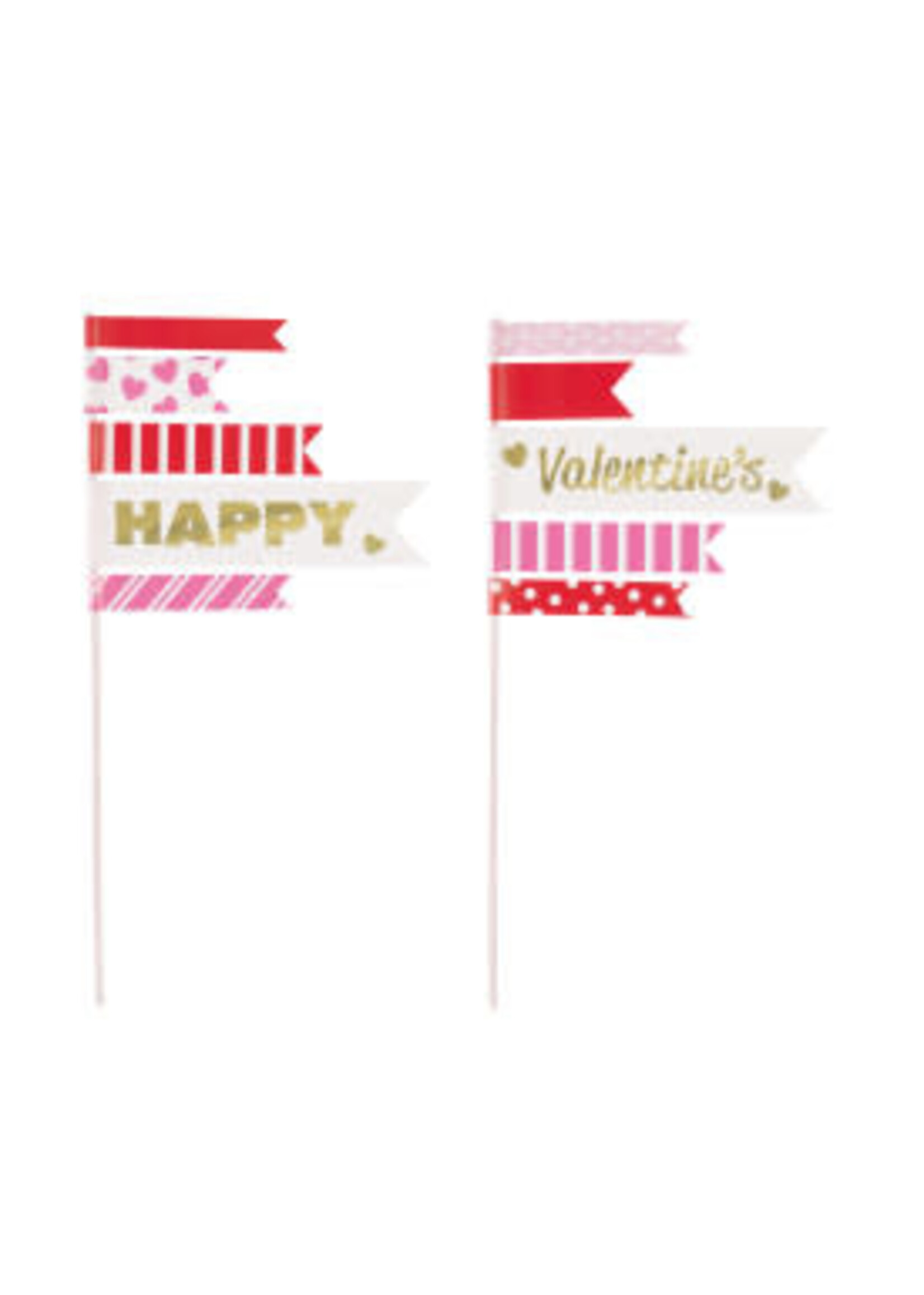 Valentine's Day Pennant Flag Cake Toppers, 2ct