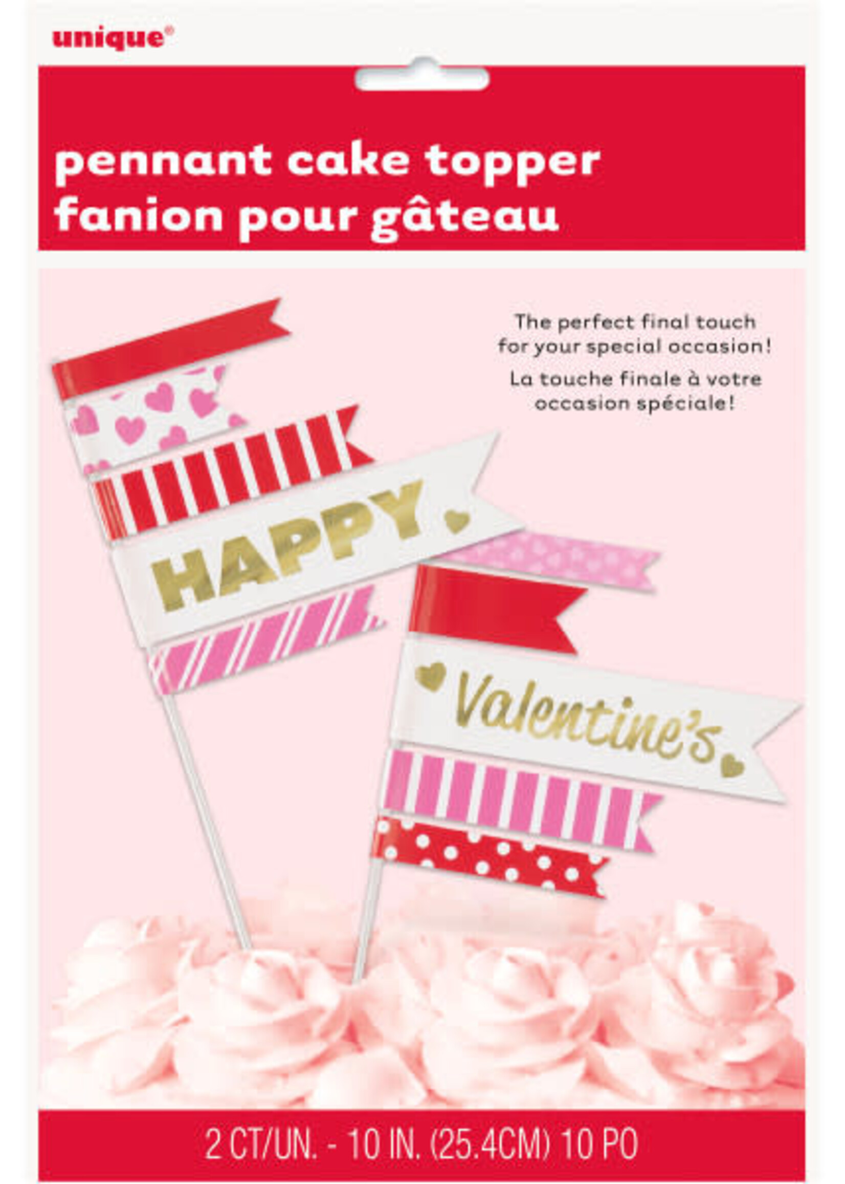 Valentine's Day Pennant Flag Cake Toppers, 2ct