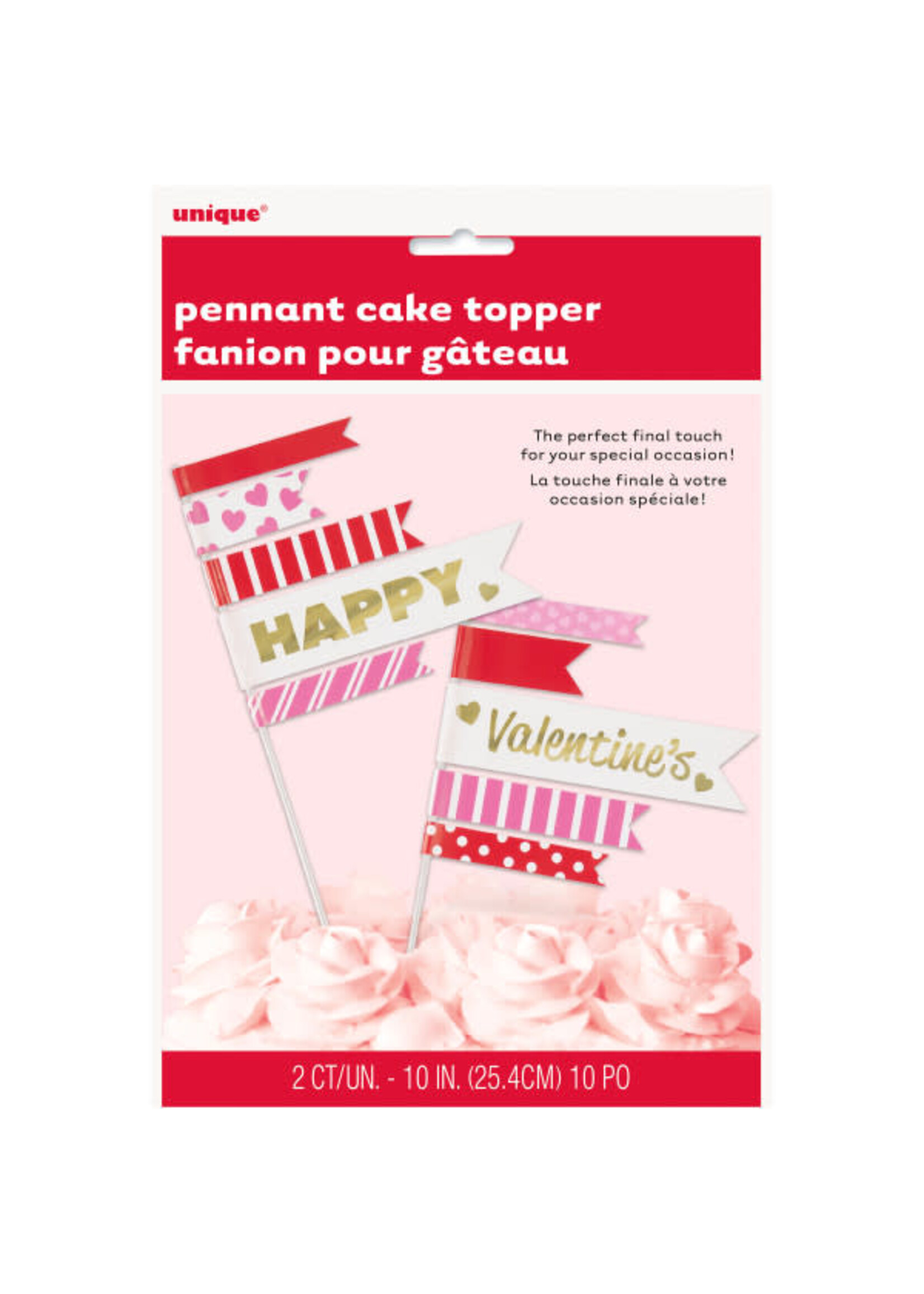 Valentine's Day Pennant Flag Cake Toppers, 2ct