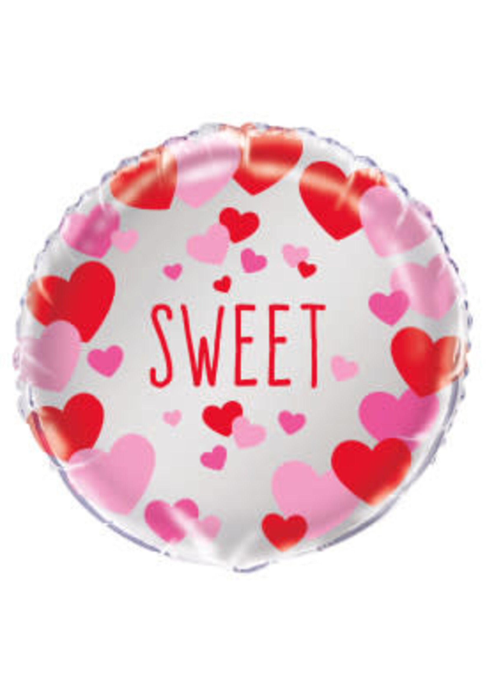 Sweet Pink & Red Hearts Foil Balloon 18", Bulk
