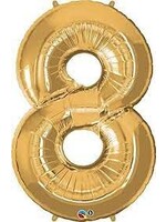 NUMBER EIGHT METALLIC GOLD 34 " BALLOON