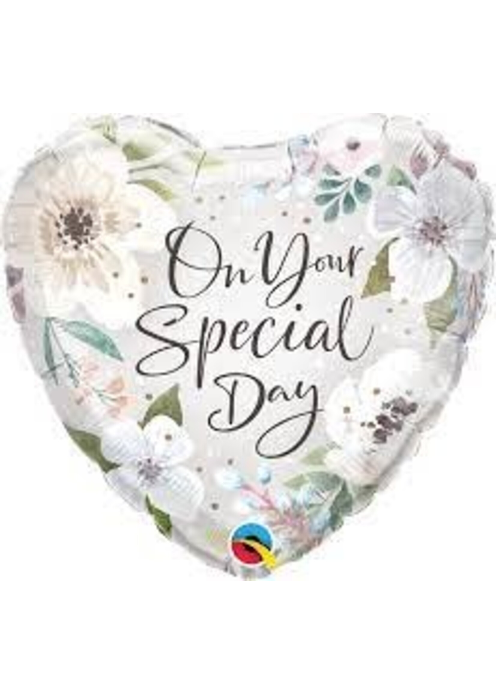 SPECIAL DAY WHITE FLORAL 18" BALLOON