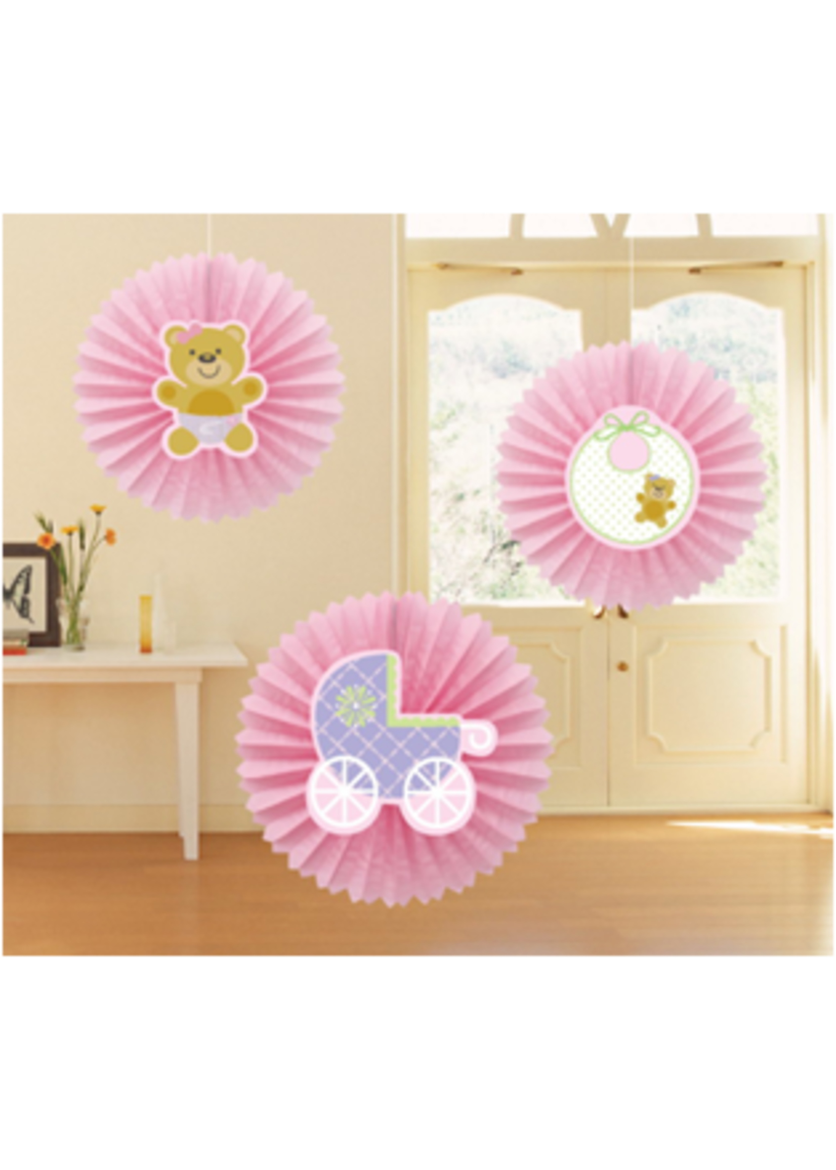 Baby Girl Tissue Fan 3 Pcs