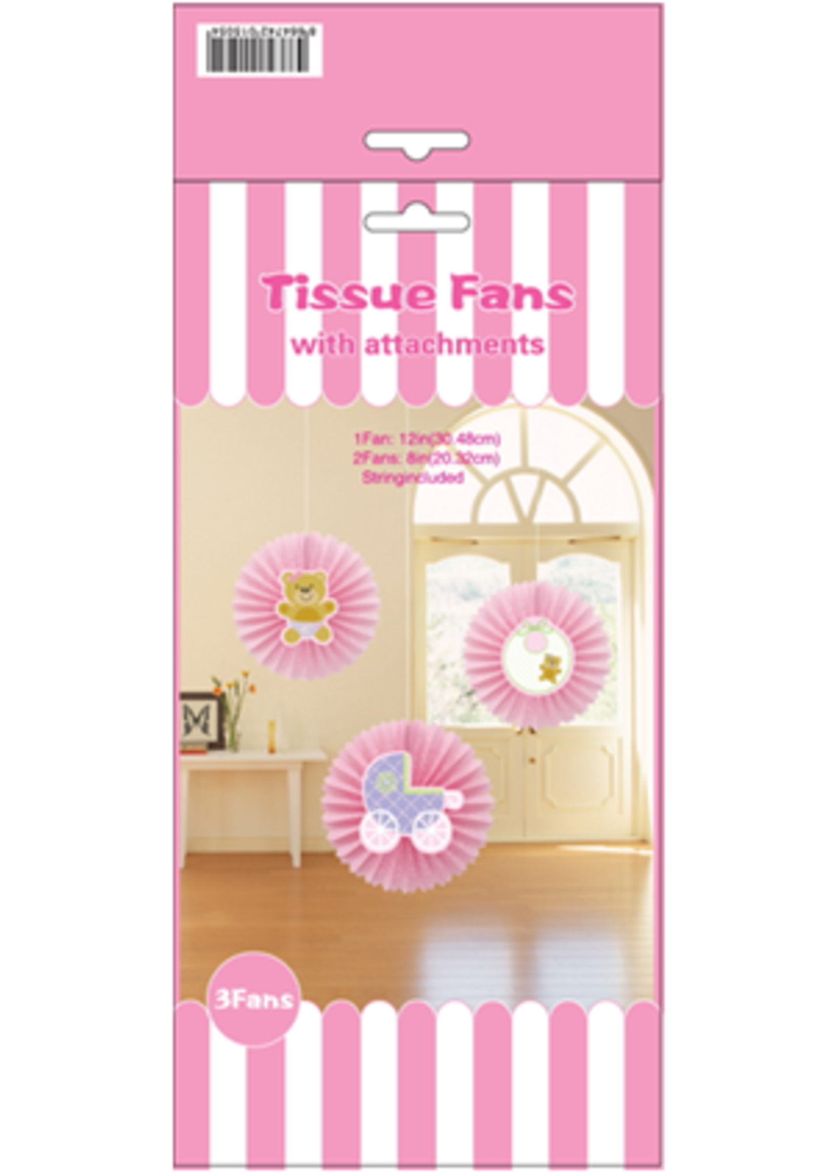 Baby Girl Tissue Fan 3 Pcs