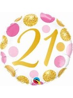 21 PINK & GOLD DOTS 18" BALLOON