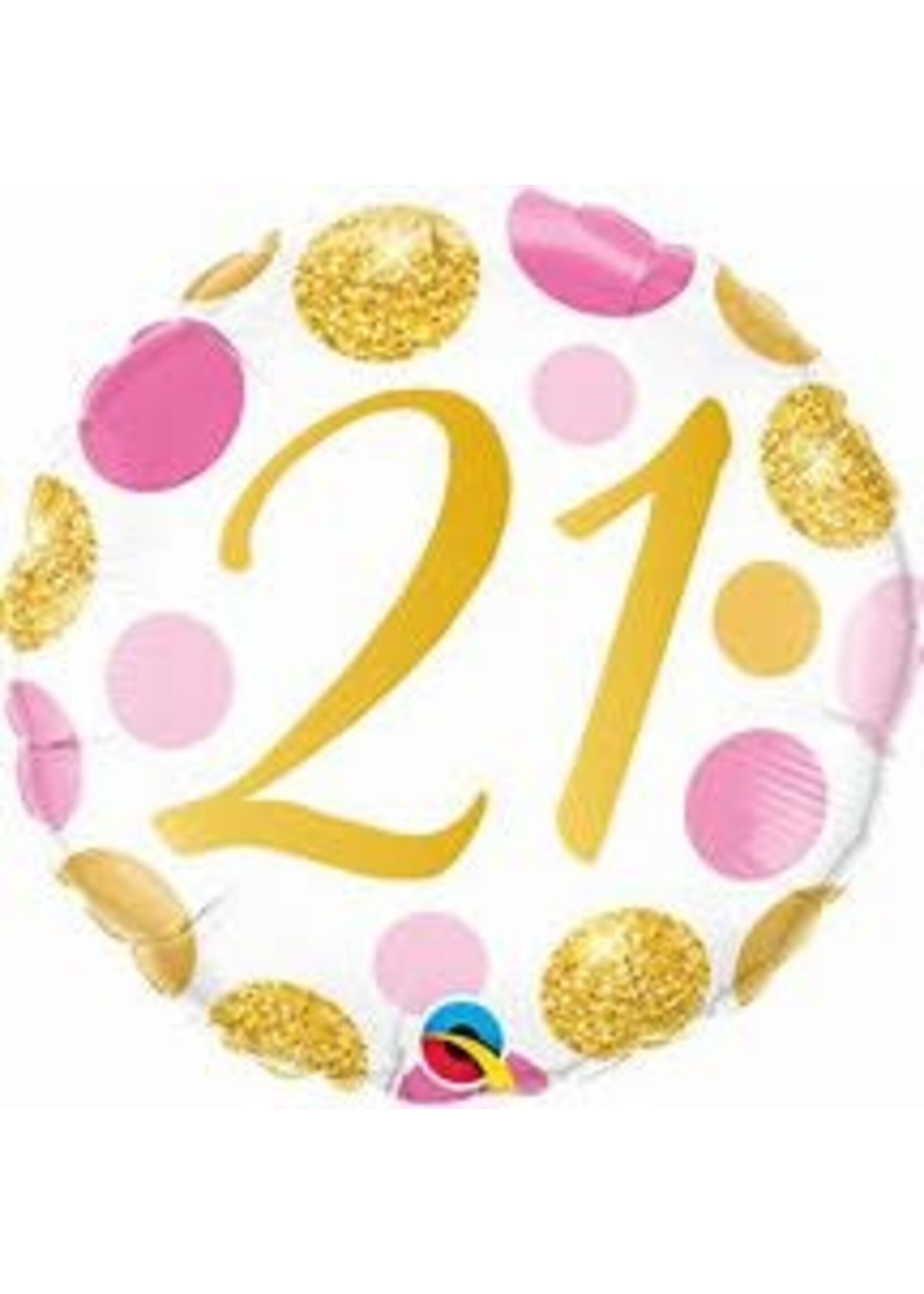 21 PINK & GOLD DOTS 18" BALLOON