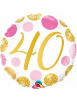 40 PINK & GOLD DOTS 18" BALLOON