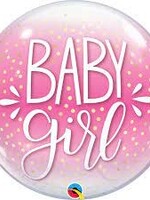 BABY GIRL PINK & CONFETTI DOTS BUBBLE  BALLOON