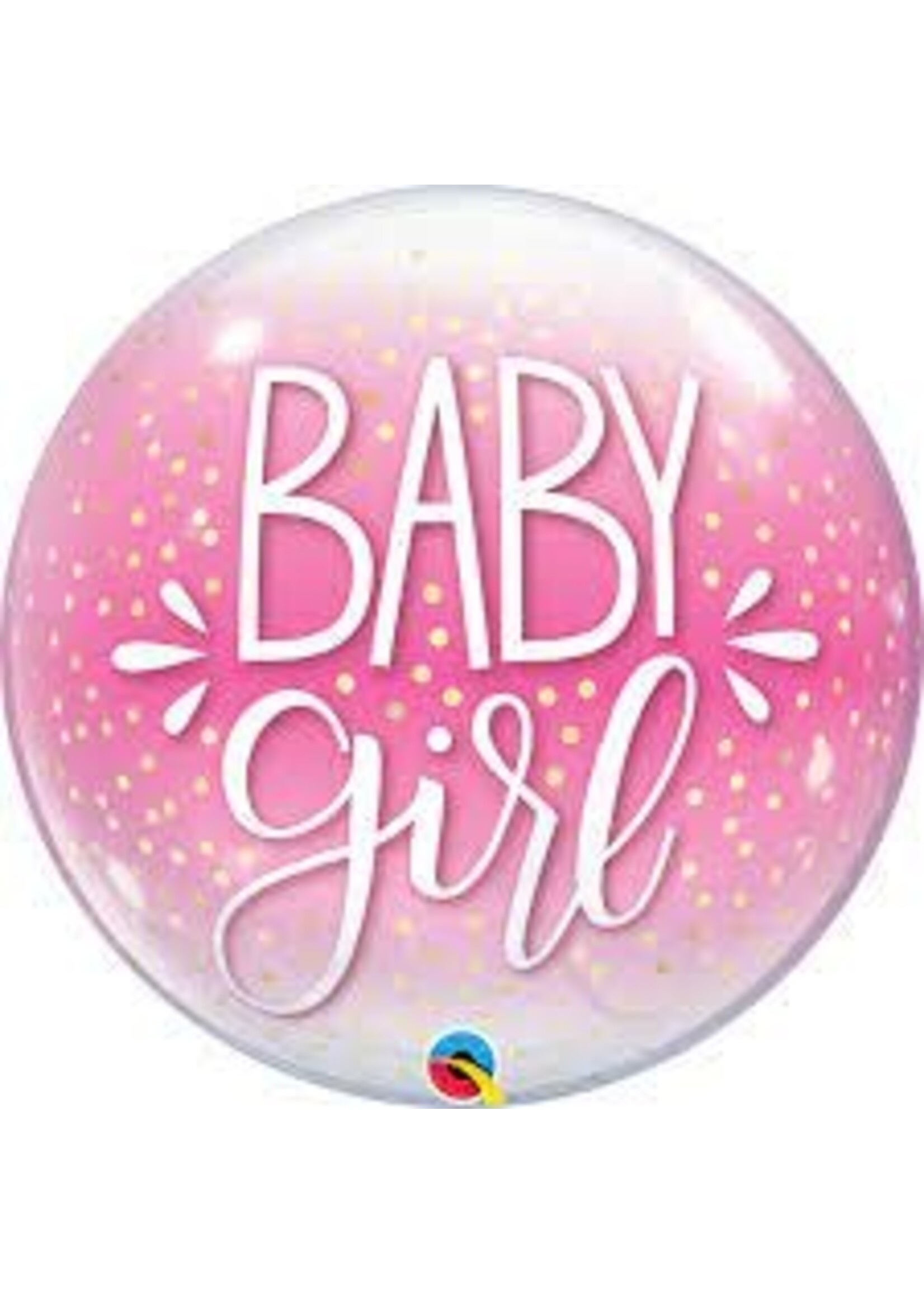 BABY GIRL PINK & CONFETTI DOTS BUBBLE  BALLOON