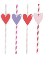 Red & White Valentine Pinwheel Paper Straws, 3ct