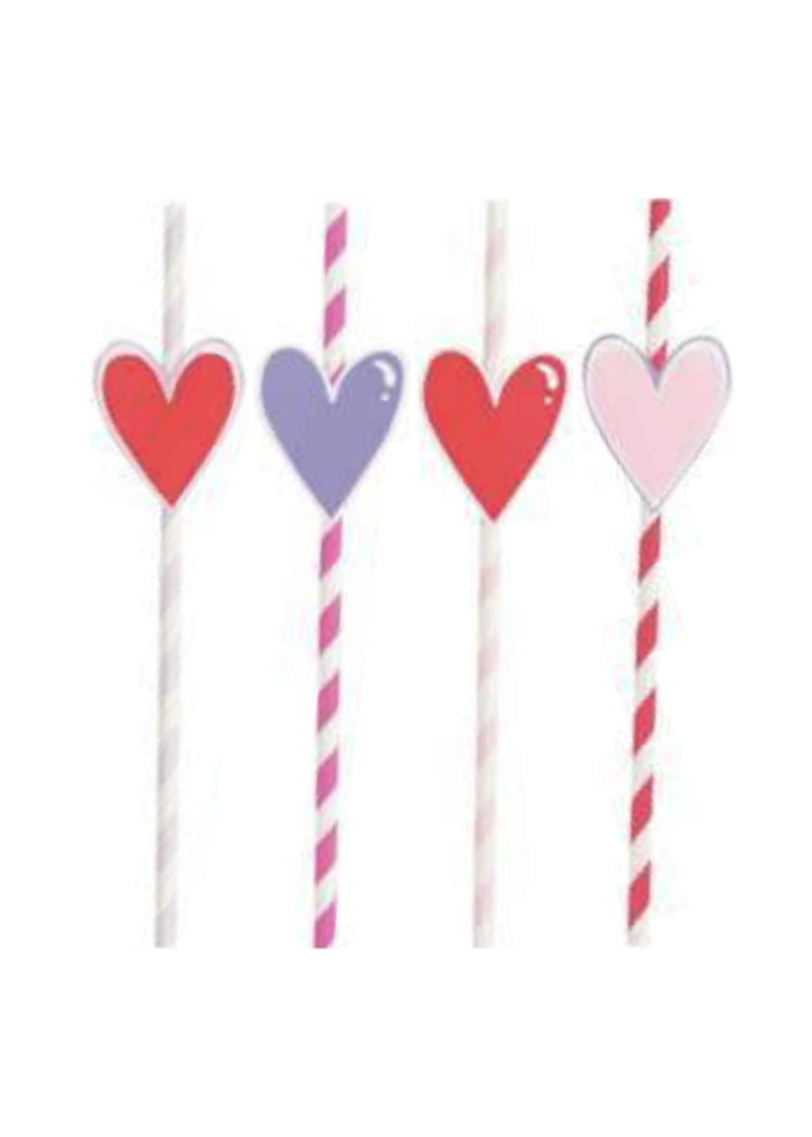 Red & White Valentine Pinwheel Paper Straws, 3ct