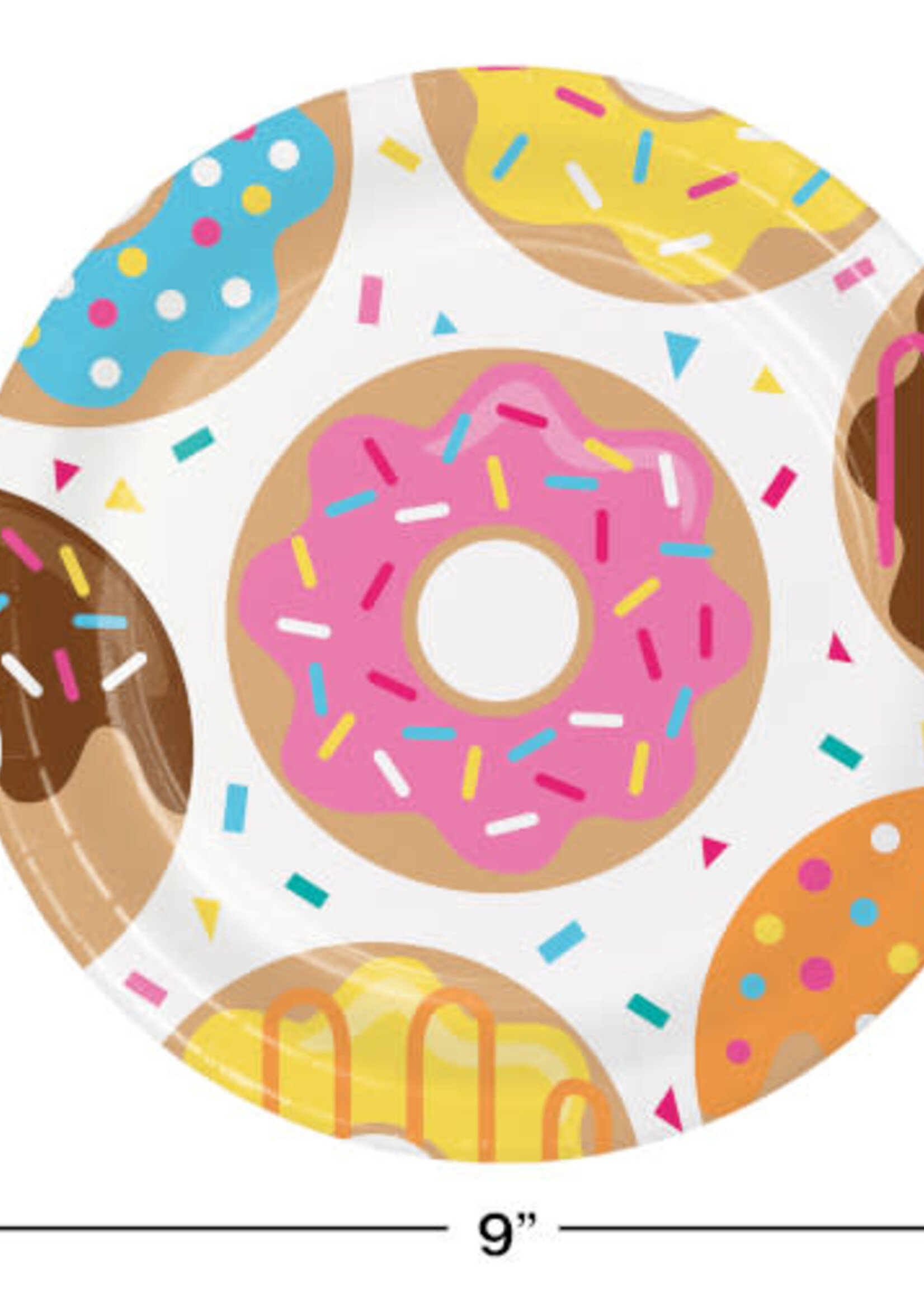 PAPER PLATE 9" 8CT DONUT TIME