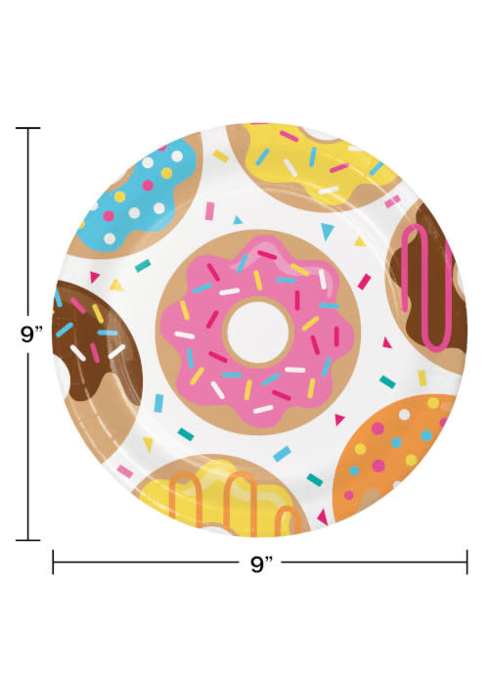 PAPER PLATE 9" 8CT DONUT TIME