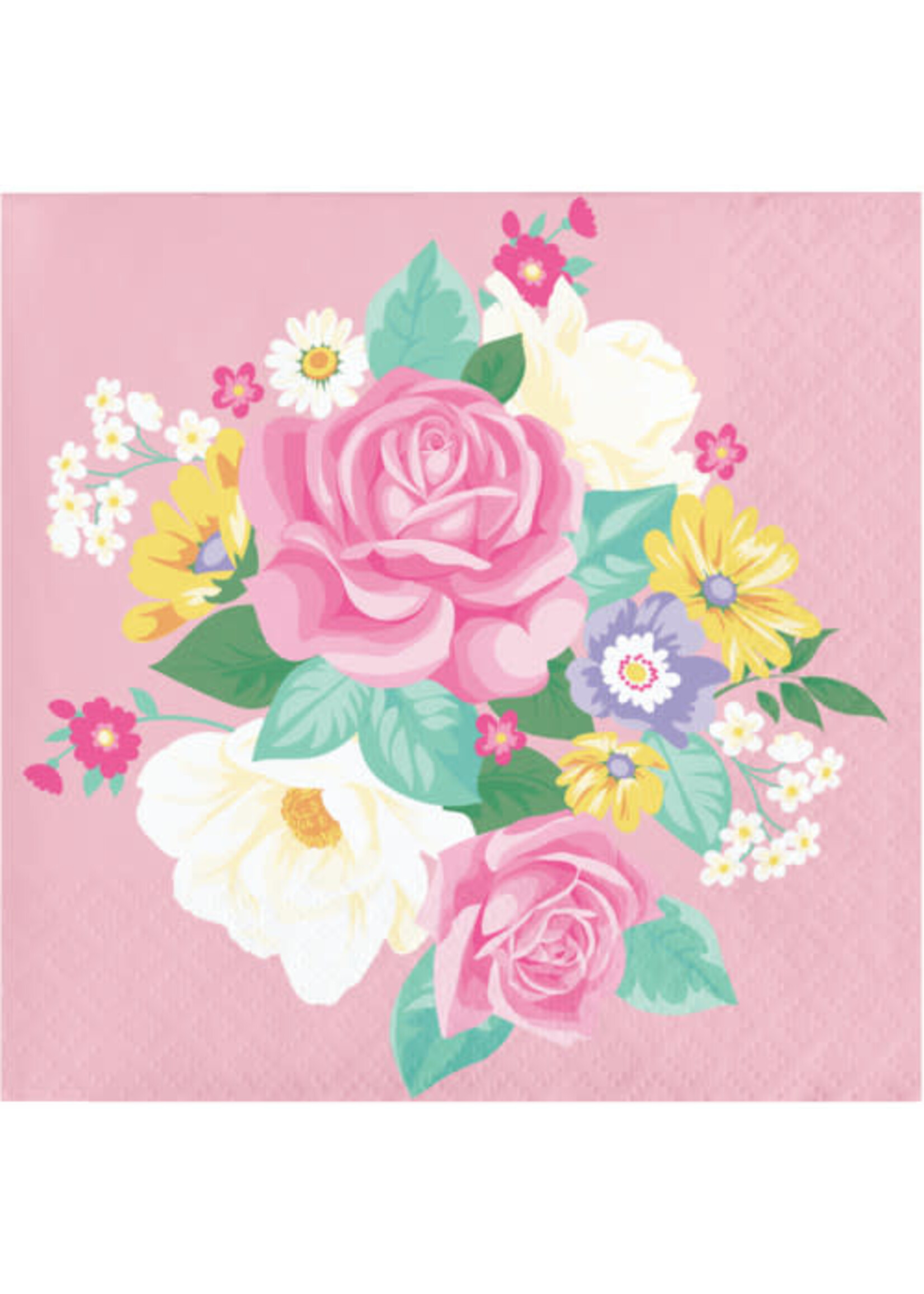 BEVERAGE NAPKIN 16CT 2P FLORAL TEA PARTY