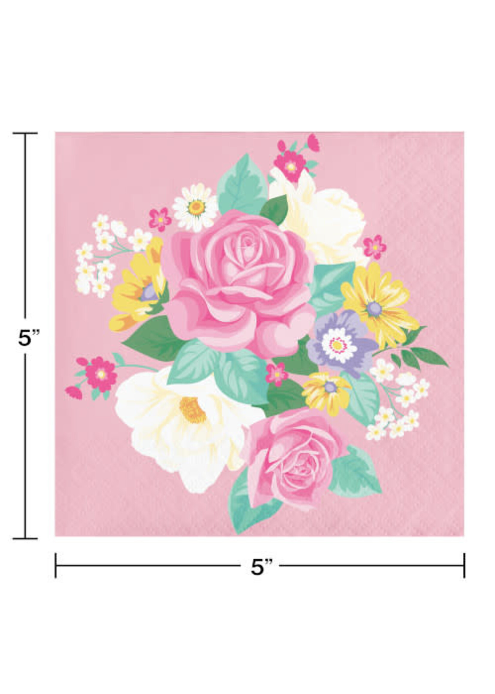 BEVERAGE NAPKIN 16CT 2P FLORAL TEA PARTY