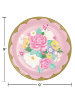 PAPER PLATE  8CT FLORAL TEA PARTY